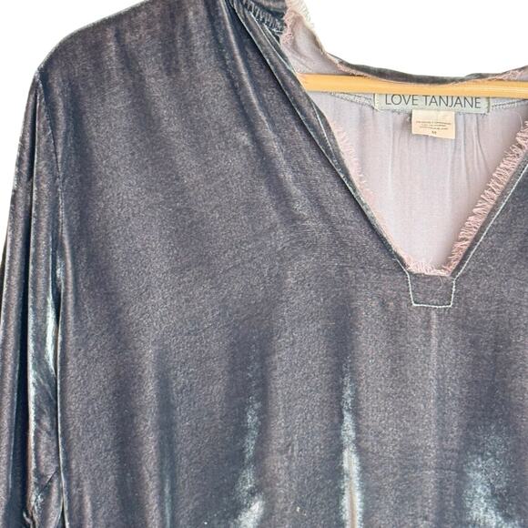Love Tanjane Velvet Raw Hem Top M Gray Brown Slouchy Boho Handmade Ojai Ca - Picture 15 of 16